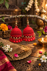 Gulnaar Red Jhumkis