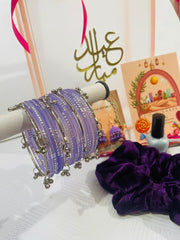 Transparent Eidi Bag with kashmiri Bangles set-Dull Purple