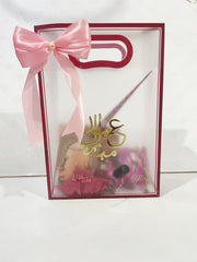 Transparent Eidi Bag with kashmiri Bangles set-Bright Pink