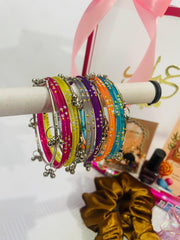Transparent Eidi Bag with kashmiri Bangles set-Multi color