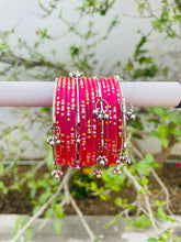 Kashmiri Ghungroo Bangle Set-Dark Red