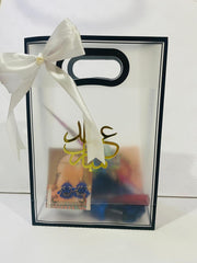 Transparent Eidi Bag with kashmiri Bangles set-Dark Blue