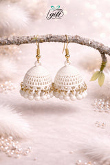 Noor White Jhumkis