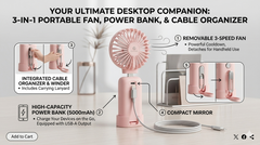 Rechargeable 2-in-1 Fan & Power Bank