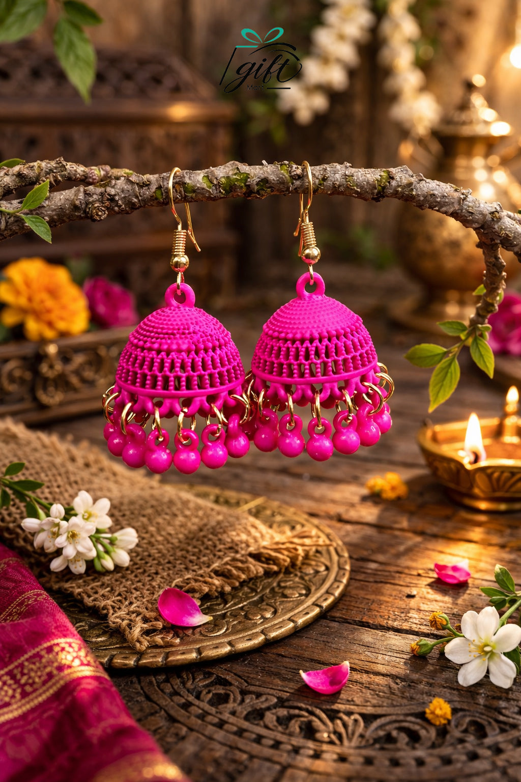 Noor-e-Gulabi Jhumkis