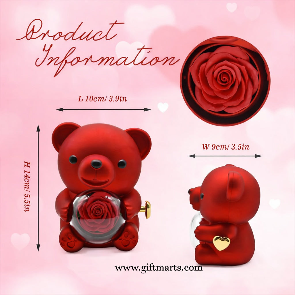 Rose Heart Teddy Box