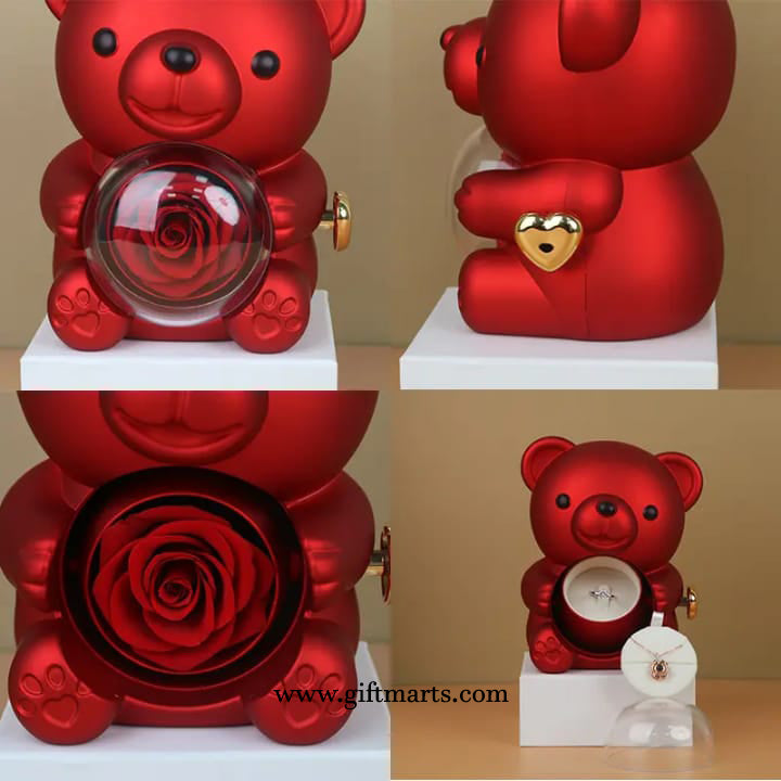 Rose Heart Teddy Box