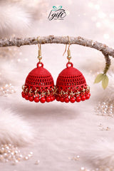 Gulnaar Red Jhumkis