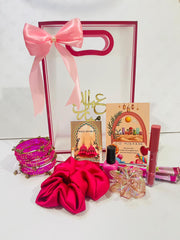 Transparent Eidi Bag with kashmiri Bangles set-Bright Pink