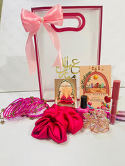 Transparent Eidi Bag with kashmiri Bangles set-Bright Pink
