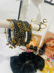 Transparent Eidi Bag with kashmiri Bangles set-Black