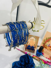 Transparent Eidi Bag with kashmiri Bangles set-Dark Blue