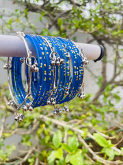 Kashmiri Ghungroo Bangle Set-Dark Blue