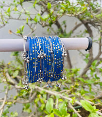 Kashmiri Ghungroo Bangle Set-Dark Blue