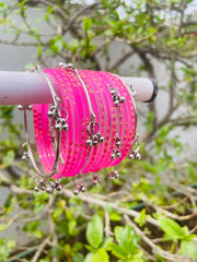 Kashmiri Ghungroo Bangle Set-Light Baby Pink