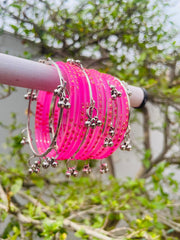 Kashmiri Ghungroo Bangle Set-Light Baby Pink
