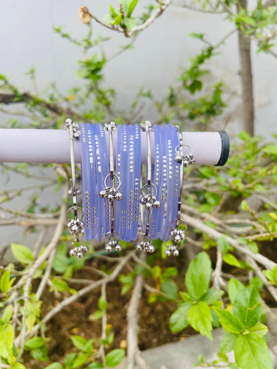 Kashmiri Ghungroo Bangle Set-Dull Purple