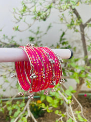 Kashmiri Ghungroo Bangle Set-Dark Red