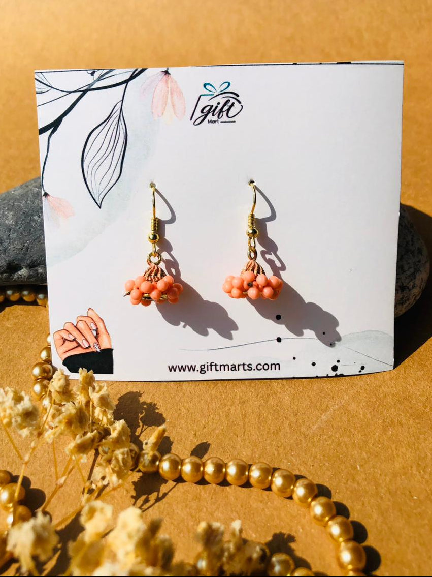 Mini peach beads jhumki