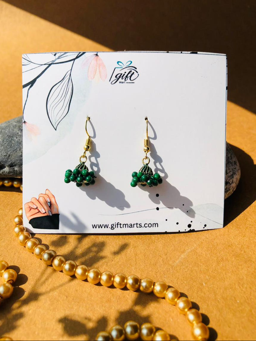 Mini Bottle Green beads jhumki
