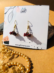 Mini Maroon beads jhumki