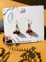 Mini Maroon beads jhumki