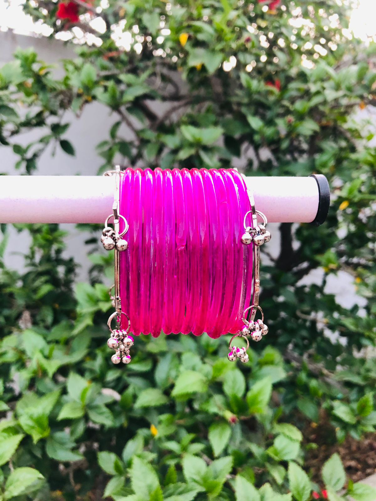 Bright Pink Jelly Bangles