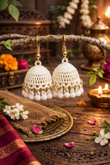 Noor White Jhumkis